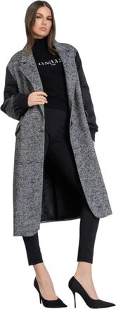 Ga&euml;lle Paris Cappotto Over Lungo In Panno E Maniche In Nylon - Dames - Mantel - Grijs - M - Nylon - Jassen