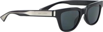 Saint Laurent Zwarte Wellington Zonnebril met Kristal Details - Heren - Zonnebrillen - Zwart - ONE Size - Nylon - Accessoires