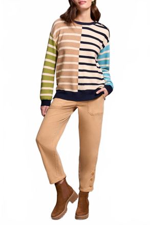 Tribal Long Sleeve Crew Neck Sweater In Ice Latte