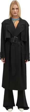 J.W.Anderson Jassen, Dames, Zwart, M, Wol, Lange trenchcoat