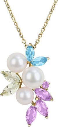 Rina Limor Gold-Plated Silver 2.25 Ct. Tw. Gemstone & 5-7Mm Pearl Pendant