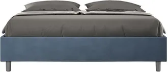 ITYhome Ityhome - Letto Matrimoniale rivestito in Microfibra - azelia - Dimensione Rete: 160x190 - Colore: Blu - Tipologia Letto: Senza Rete
