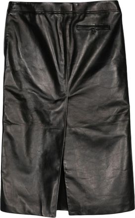 Alexander McQueen Alexander Mcqueen Womens Low Waist Leather Skirt - Black - Size EU 38 (Womens)