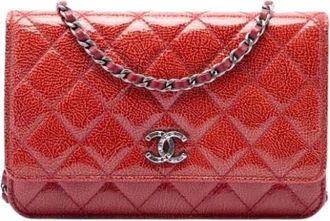 Chanel Pre-owned Wallet on Chain - Dames - Vintage Schoudertas - Rood - ONE Size - Leer - Vintage