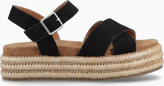 Hush Puppies Womens Hush Puppies ROSA RAFIA SANDAL Womens Ankle Strap Sandals Black - Size: 4