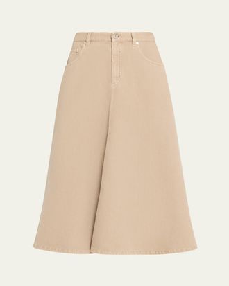 Brunello Cucinelli Denim Fit-&-Flare Midi Skirt