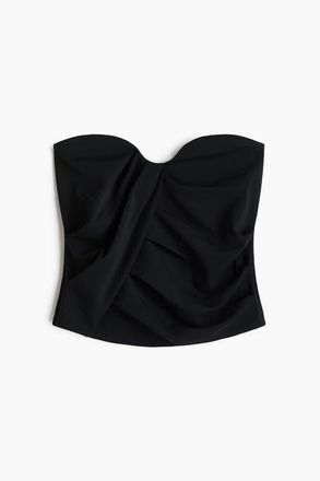 H&M Draped Interlock Bandeau Top in Black at Nordstrom, Size X-Small
