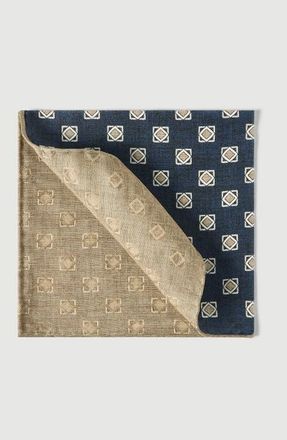Brunello Cucinelli Silk geometric pattern pocket square in Navy Blue at Nordstrom
