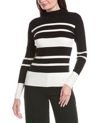 Elie Tahari Mock Neck Stripe Sweater