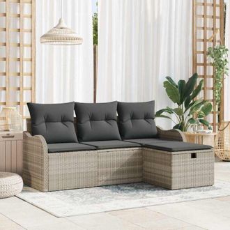 vidaXL Vidaxl - Conjunto De Sof&aacute; De Jard&iacute;n 4 Pcs Gris Claro 176 X 117 X 85 Cm