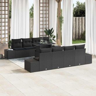 vidaXL Conjunto De Sof&aacute; De Jard&iacute;n 7 Pcs Negro 100 X 55 X 73 Cm Vidaxl