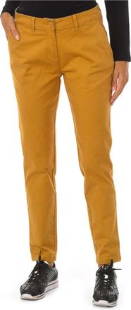 Napapijri Bruine Lange Broek met Geribbelde Zoom - Heren - Slim Fit Broeken - Bruin - W28 - Katoen - Broeken