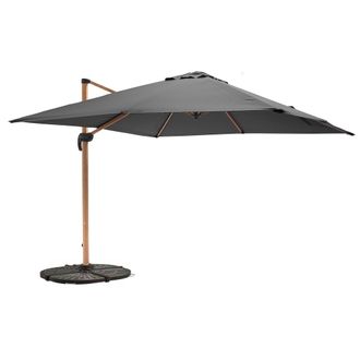 Oviala Parasol exc&eacute;ntrico inclinable cuadrado (3 x 3 m) + 4 losas de lastre