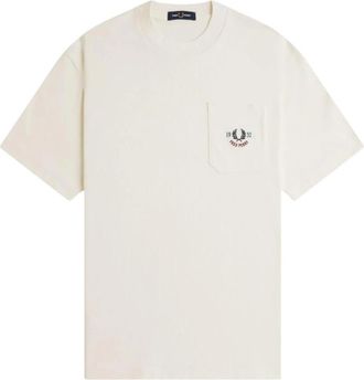 Fred Perry T-shirt met Zak Klassieke Stijl - Heren - T-shirts - Wit - L - Katoen - Tops
