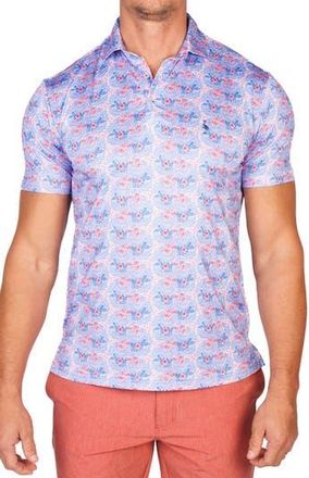 Tailorbyrd Nautical Bloom Performance Golf Polo in Blue Multi at Nordstrom Rack, Size Xx-Large