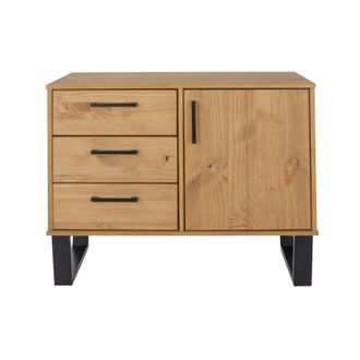 Core 10 Texas Small Sideboard With 1 Door, 3 Drawers - H73.6cm x W90cm x D43cm in Light Brown