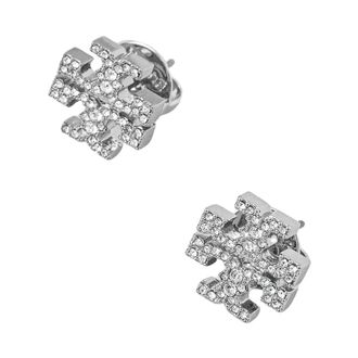 Tory Burch Accessoires, Dames, Grijs, ONE Size, Icon Pav&eacute; Stud Oorbellen