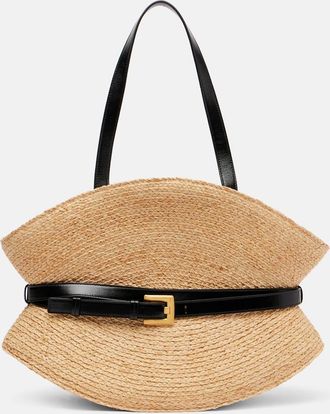 Balmain Shuffle Medium raffia tote bag