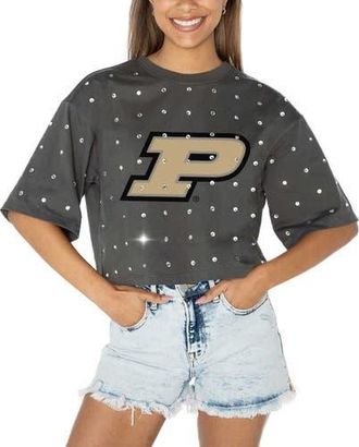 Gameday Couture Womens Gameday Couture Gray Purdue Boilermakers Go Time Rhinestone Crop T-Shirt at Nordstrom, Size Large
