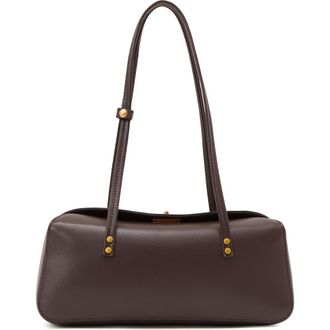 Reiss Devora Leather Shoulder Bag in Chocolate at Nordstrom
