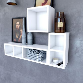 Aurlane Estanter&iacute;a Mural Blanca 40x20x20 Cm Con 2 Compartimentos - Personalyz Duo