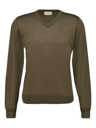 PIACENZA 1733 V-neck long-sleeve sweater - men - Virgin Wool - 50 - Green
