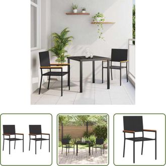 vidaXL Sedie impilabili - Sedie impilabili da giardino 2 pcs Nero e Marrone