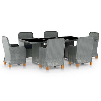 vidaXL Vidaxl - Set Pranzo Da Giardino 7pz Con Cuscini Polyrattan Grigio Chiaro