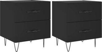 vidaXL Vidaxl - Mesitas de noche 2 uds madera ingeniería negro 40x35x47,5 cm