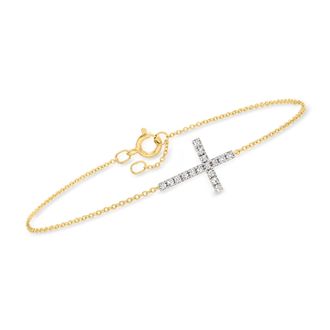 Canaria Canaria Diamond Cross Bracelet in 10kt Yellow Gold