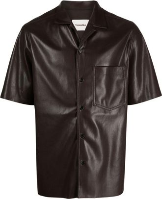 Nanushka Camp faux-leather shirt - men - Recycled Polyester/Polyurethane - S - Brown