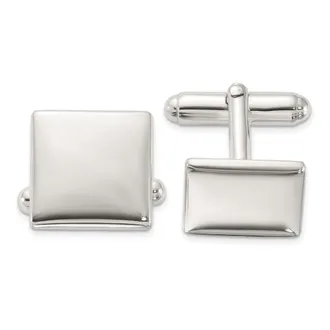 Diamond2Deal Sterling Silver Rhodium-plated Polished Square Cuff Links