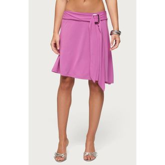 Edikted Fiori Buckle Asymmetric Midi Skirt in Pink at Nordstrom, Size X-Small