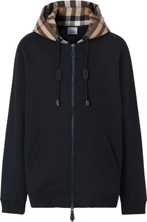 Burberry Check Hood Cotton Zip Hoodie