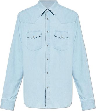 Tom Ford Denim Chambray Western Shirt - Heren - Spijkeroverhemden - Blauw - 3XL - Denim - Overhemden