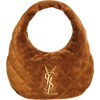 Saint Laurent Icarino Quilted Suede Top Handle Bag in Caramel Cognac at Nordstrom