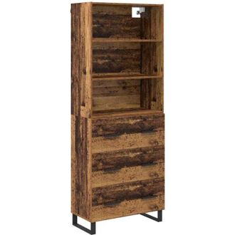 vidaXL Highboard Old Wood 69.5 x 34 x 180 cm Engineered Wood vidaXL