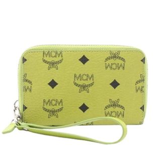 MCM Pre-owned Clutches, female, Green, Size: ONE SIZE Pre-owned Visetos Leather Zip Around Wallet