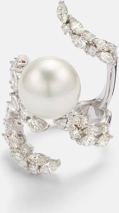 Yeprem Pearlescent 18kt white gold ring with freshwater pearl and diamonds
