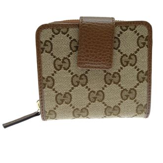 Gucci Beige Brown Gg Canvas Leather Wallet (Bi-Fold) (Pre-Owned)
