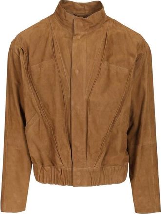 Giorgio Armani Su&egrave;de-lamshuid Jas - Heren - Leren en Su&egrave;de Jassen - Beige - M - Su&egrave;de - Jassen