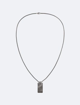 Calvin Klein Mens Organic Rectangle Shape Pendant Necklace - Grey