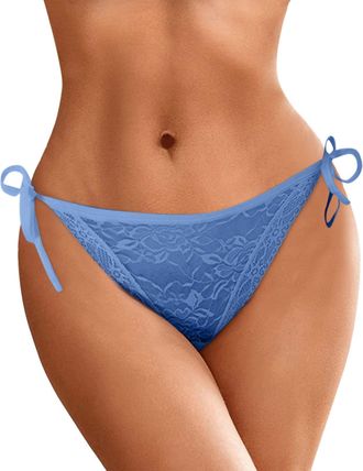 Generic Women Lace Briefs Womens Seamless Tie Side Panties Sexy Bikini Panties Lace Ladies High Waist Low Waist Panties Womens Full Brief Blue