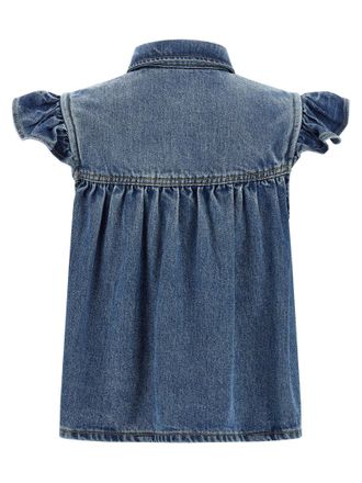 Ganni Denim Ruffle Blouse - Blue