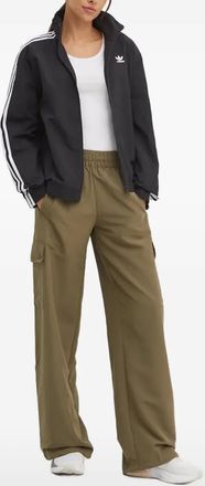 adidas three-stripe zip-up jacket - women - Fabric - 2XS - Black