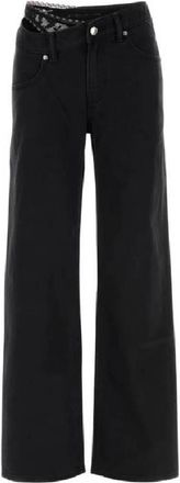 Alexander Wang Lace Detail Wide Leg Denim Jeans