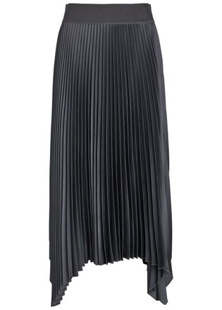 Joseph Ade Plissé Satin Midi Skirt - Grey - 40 (UK12 / M)