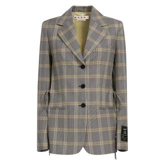 Marni Jassen, Dames, Veelkleurig, XS, Wol, Geruite Tech Wol Jas