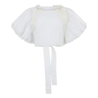 Alberta Ferretti Cropped Blouse met Vleermuisarmen - Dames - Blouses - Wit - S - Leer - Overhemden