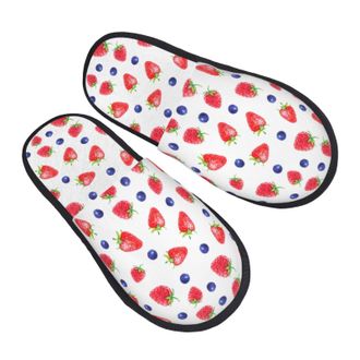 Generic House Slippers Strawberry Blueberry Reusable Camping Slippers Non-Slip Indoor Shoes For Indoor Room Bedroom L